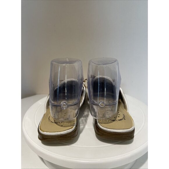 VTG Thom McAn Leather Slip On Mules Flats Women 6 White Comfort Old Money Japan - Picture 5 of 10